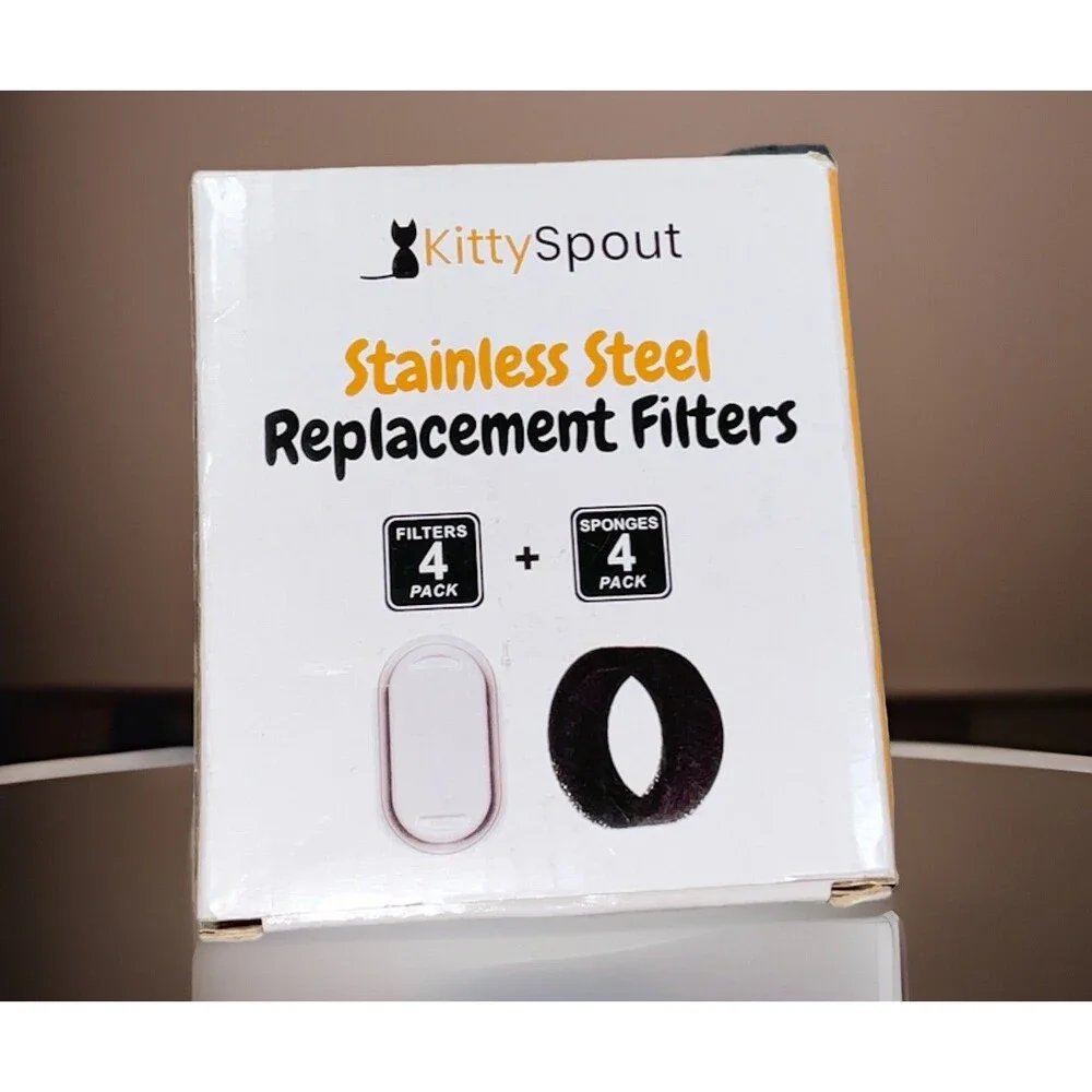 Kitty Spout Stainless Steel Replacement Filters. 4 Filters + 4 Sponges